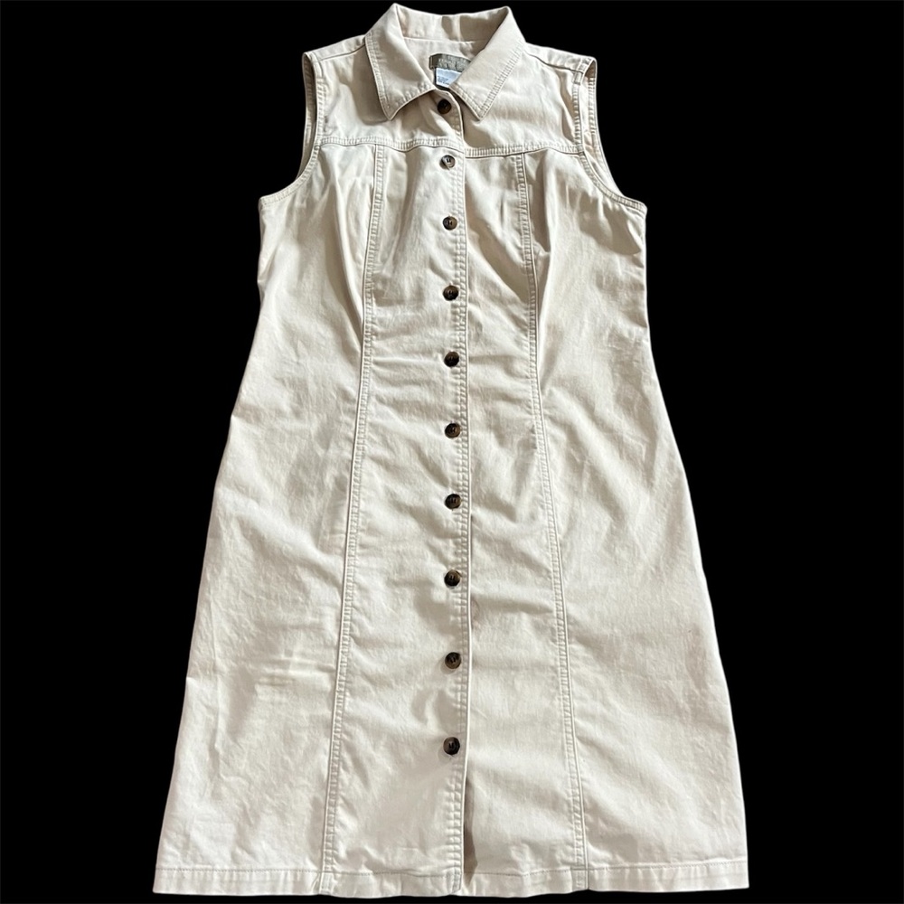 The Territory Ahead‎ Denim Sleeveless Dress Size 6 Beige Button Up Cotton Rugged - Picture 4 of 10